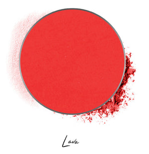 a red individual eyeshadow compressed powder refill in shade "lava"