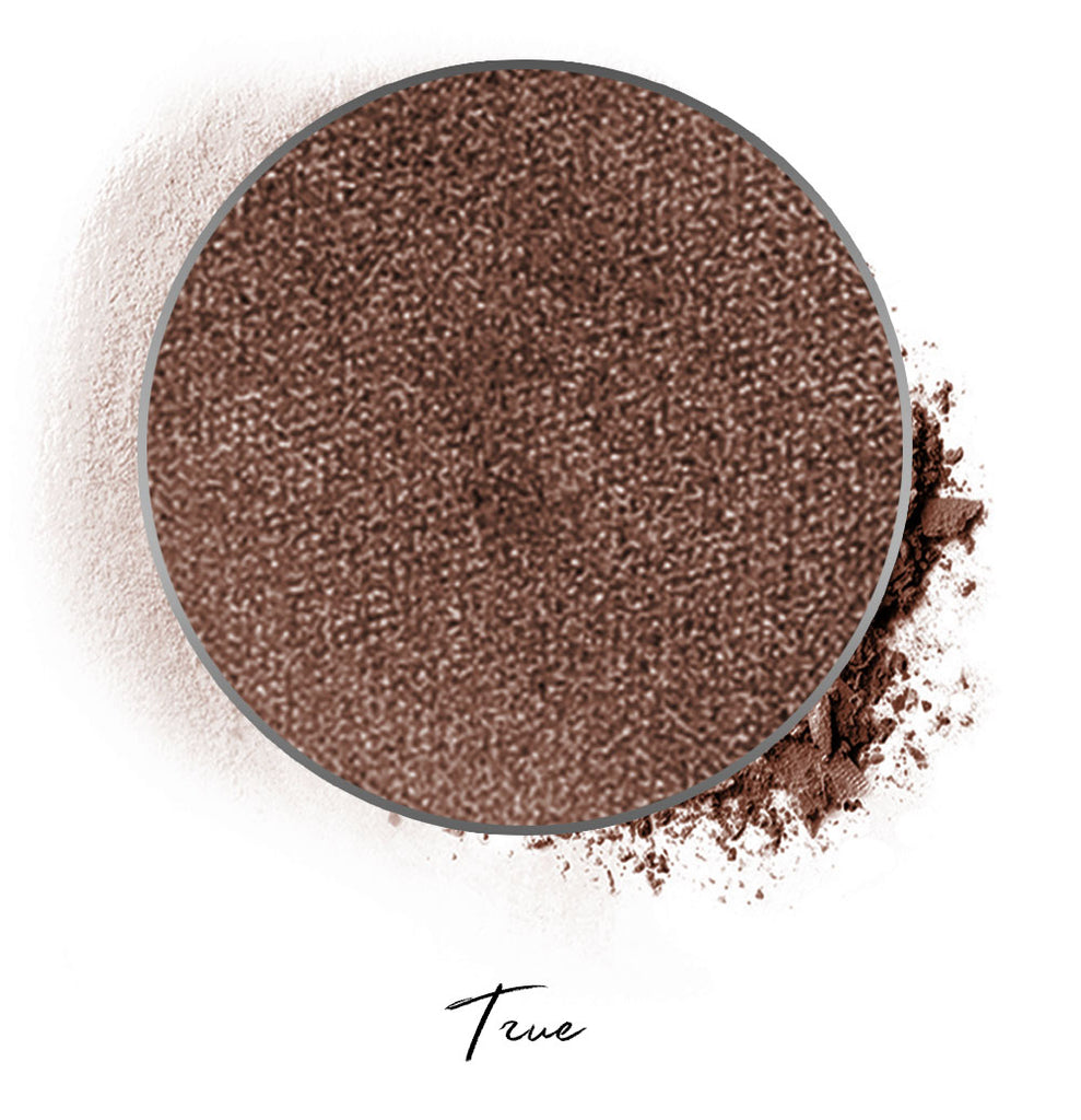 a brown individual eyeshadow compressed powder refill in shade "true"