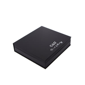 Black square matte packaging box.
