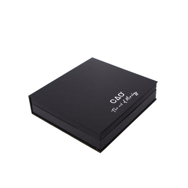 Black square matte packaging box.