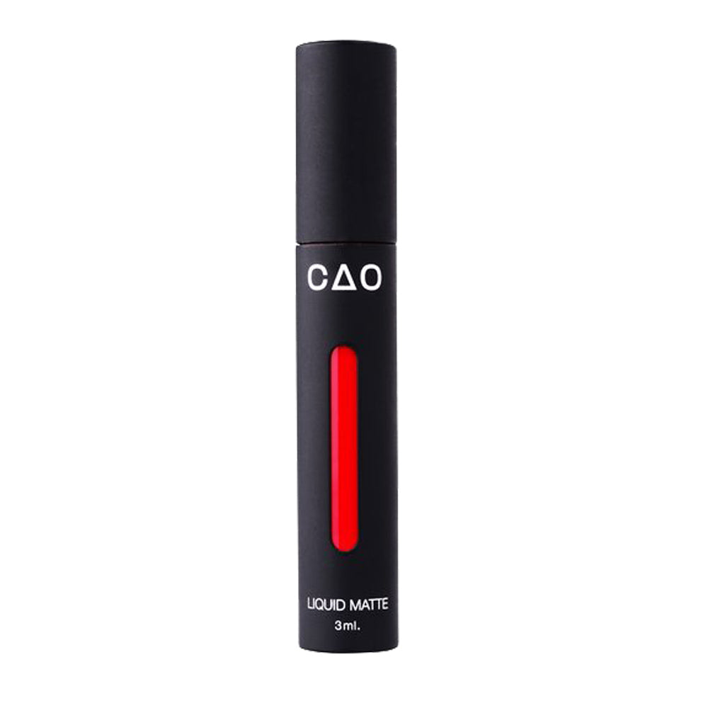 Black Matted tube, vertical stretched oval window, filled with red liquid matted makeup.